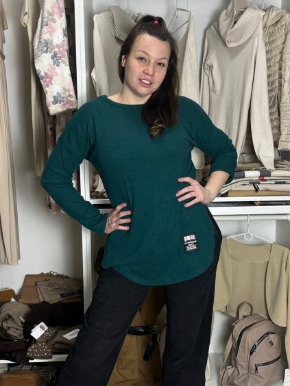 Tunika prodloužená teplá  dluhý rukáv dámská MARIKA (M/L/XL ONE SIZE) ITALSKÁ MÓDA IMD24382/DU (Velikost M/L/XL, Barva vínová)