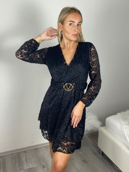 Šaty krajkové dlouhý rukáv dámské (S/M/L ONE SIZE) ITALSKÁ MÓDA IMWAD251111/DU (Velikost S/M/L, Barva bílá)