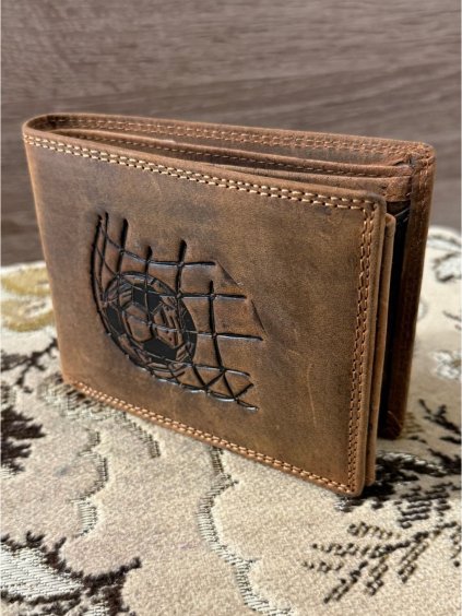 Peněženka kožená fotbal pánská KUTTI KUT25884-3/DR (Velikost ONE SIZE, Barva hnědá)