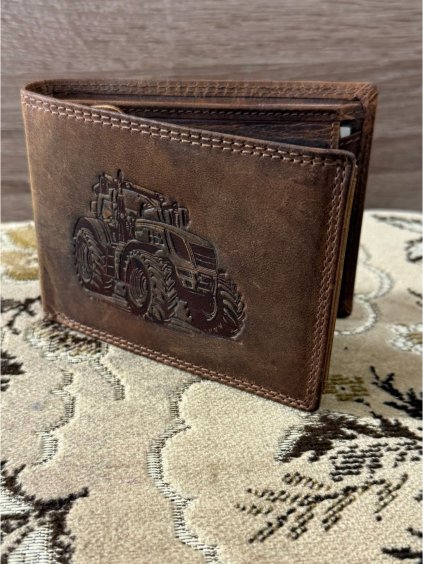 Peněženka kožená traktor pánská KUTTI KUT259786/DR (Velikost ONE SIZE, Barva hnědá)