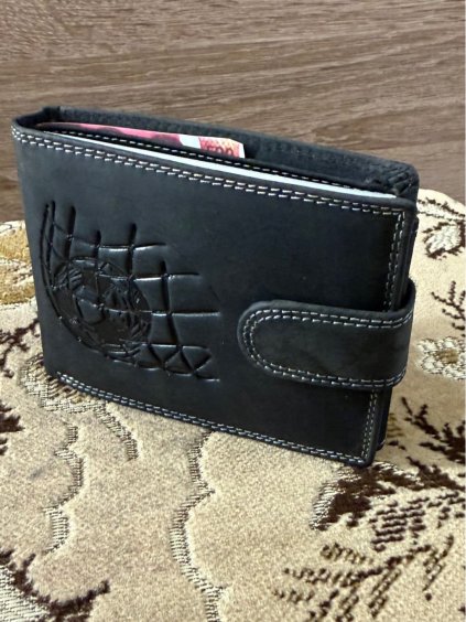 Peněženka kožená fotball pánská KUTTI KUT25895-2/DR (Velikost ONE SIZE, Barva Černá)