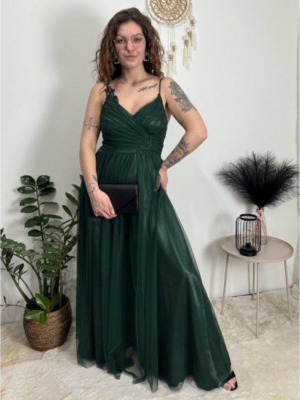 Šaty dlouhé společenské na ramínka dámské ROMANCE (XS/S/M ONE SIZE) ITALSKÁ MÓDA IMC25412/DR (Velikost XS/S/M, Barva Černá)