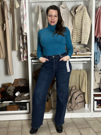 Rifle široké nohavice dlouhé dámské (34-42) HEL25HM5362-2/DUR (Velikost 34, Barva modrá)