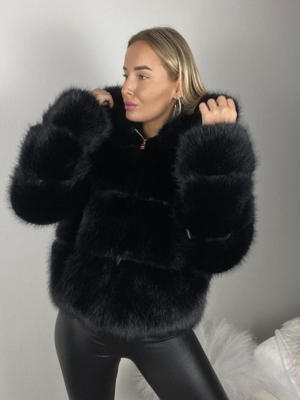 Kabátek kožich chlupatý zimní dlouhý rukáv dámský (S/M/L ONE SIZE) ITALSKÁ MÓDA  IMPHD258824/DR (Velikost S/M/L, Barva Černá)