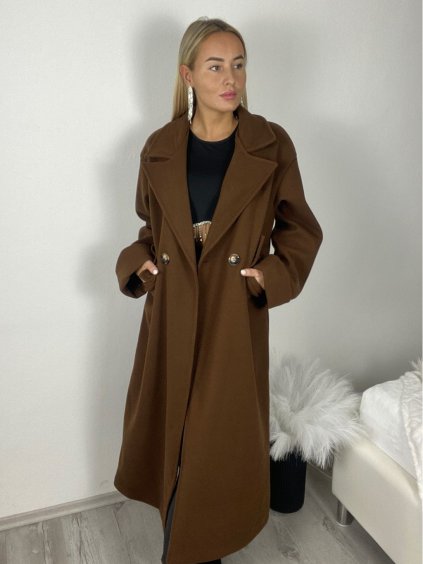 Kabát dlouhý dlouhý rukáv dámské (40/42/44 ONE SIZE) ITALSKÁ MÓDA IMPVN25251006/DUR (Velikost 40/42/44, Barva Černá)