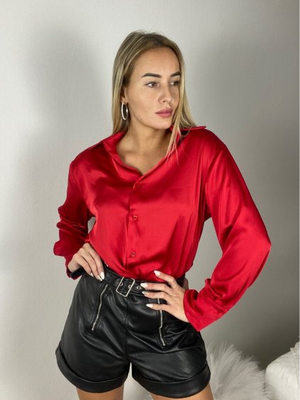 Košile dlouhý rukáv dámská (S/M/L ONE SIZE) ITALSKá MODA IMSD250001/DR (Velikost S/M/L, Barva červená)