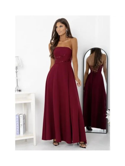 Šaty dlouhé carmen společenské s flitry dámské ROSSANA (32-38) POLSKÁ MÓDA PMLAM250011460