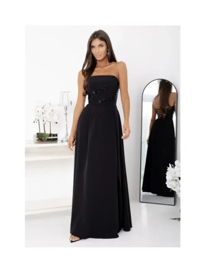 Šaty dlouhé carmen společenské s flitry dámské ROSSANA (32-38) POLSKÁ MÓDA PMLAM250011460-1