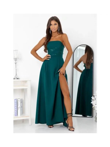 Šaty dlouhé carmen společenské s flitry dámské ROSSANA (32-38) POLSKÁ MÓDA PMLAM250011460-2