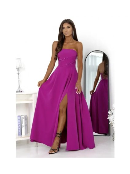 Šaty dlouhé carmen společenské s flitry dámské ROSSANA (32-38) POLSKÁ MÓDA PMLAM250011460-3