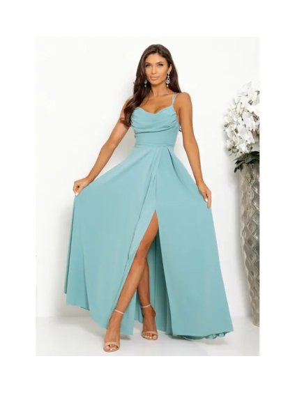 Šaty dlouhé společenské na ramínka dámské VALERIA (34-40) POLSKÁ MÓDA PMLAM25001170