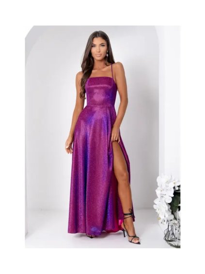 Šaty dlouhé společenské třpytivé na ramínka dámské AURELIA (32-38) POLSKÁ MÓDA PMLAM25011275-2