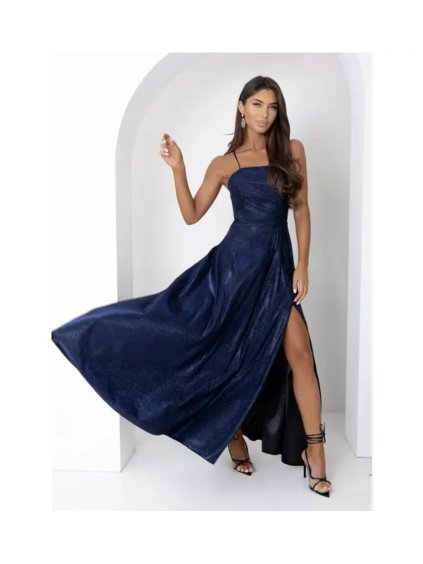 Šaty dlouhé společenské třpytivé na ramínka dámské AURELIA (32-38) POLSKÁ MÓDA PMLAM25011275-3