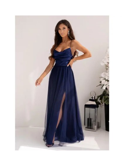 Šaty dlouhé společenské třpytivé na ramínka dámské RUBY (32-40) POLSKÁ MÓDA PMLAM25001105