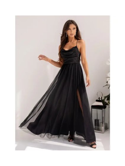 Šaty dlouhé společenské třpytivé na ramínka dámské RUBY (32-40) POLSKÁ MÓDA PMLAM25001105-1