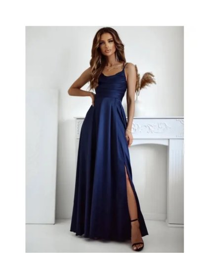 Šaty dlouhé společenské na ramínka dámské VALERIA (34-40) POLSKÁ MÓDA PMLAM25001170-1