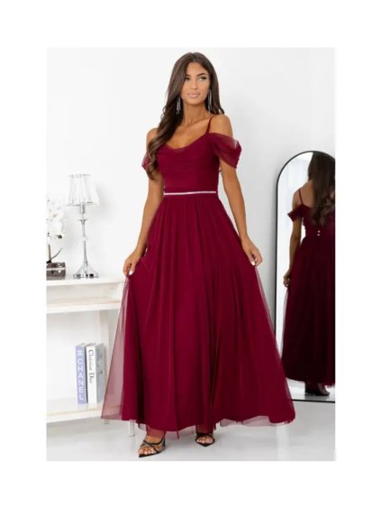 Šaty dlouhé společenské na ramínka dámské KIARA (32-38) POLSKÁ MÓDA PMLAM250011281-1