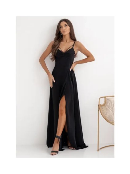 Šaty dlouhé společenské na ramínka dámské SUZANA (34-40) POLSKÁ MÓDA PMLAM25001440