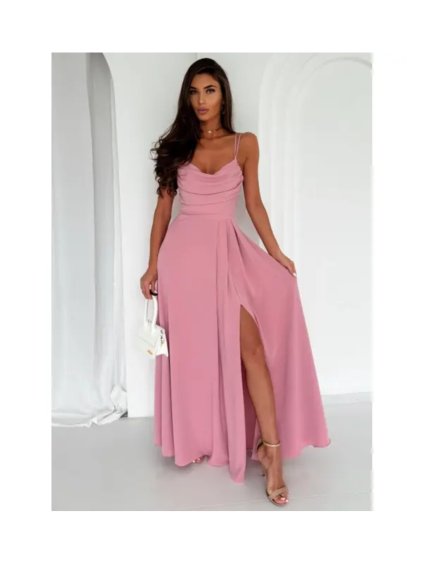 Šaty dlouhé společenské na ramínka dámské VALERIA (34-38) POLSKÁ MÓDA PMLAM25001170-8