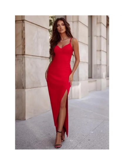 Šaty dlouhé společenské na ramínka dámské LARA (34-40) POLSKÁ MÓDA PMLAM25001116