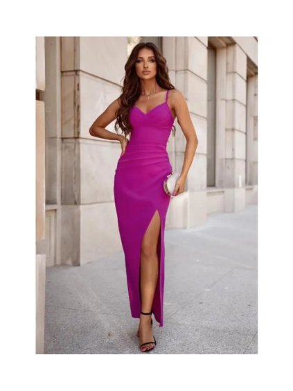 Šaty dlouhé společenské na ramínka dámské LARA (34-40) POLSKÁ MÓDA PMLAM25001116-2