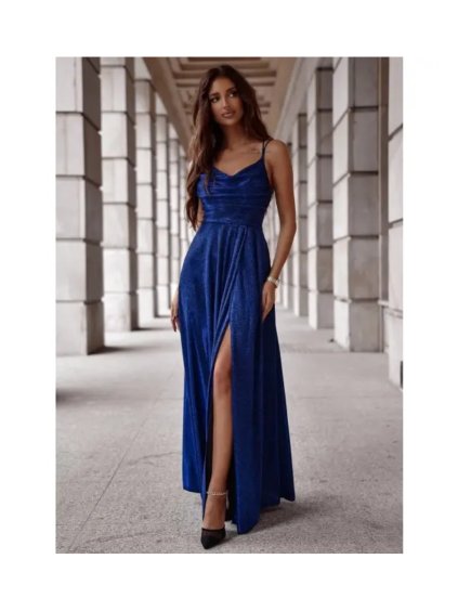 Šaty dlouhé společenské třpytivé na ramínka dámské VALERIA (32-38) POLSKÁ MÓDA PMLAM25001171-6