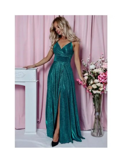 Šaty dlouhé společenské třpytivé na ramínka dámské TIFANI (34-40) POLSKÁ MÓDA PMLAM2511002-2