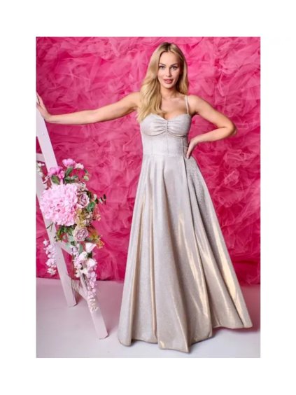 Šaty dlouhé společenské na ramínka dámské GORSET (34-38) POLSKÁ MÓDA PMLAM25001113-2