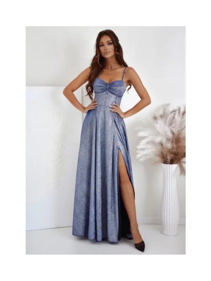 Šaty dlouhé společenské třpytivé na ramínka dámské GORSET (32-38) POLSKÁ MÓDA PMLAM25001113-3