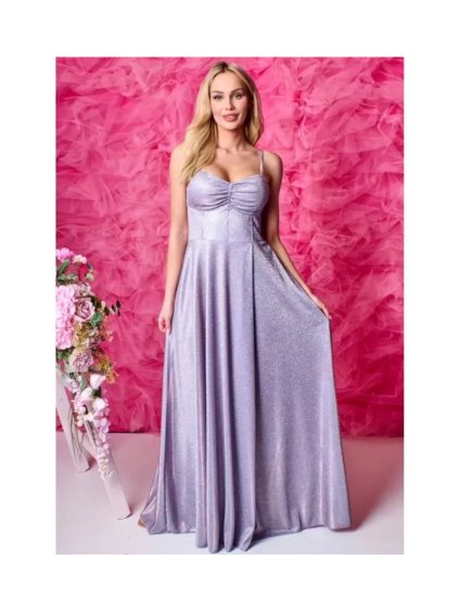 Šaty dlouhé společenské třpytivé na ramínka dámské GORSET (34-38) POLSKÁ MÓDA PMLAM25001113-4