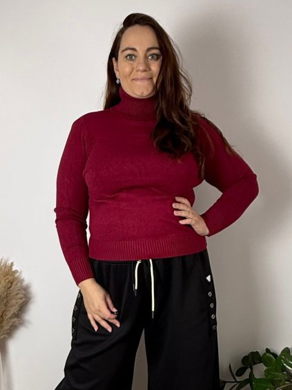 Svetr s rolákem dlouhý rukáv dámský nadrozměr (44/46/48 ONE SIZE) ITALSKÁ MODA IM725-V1