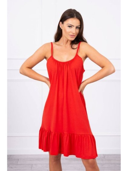 Šaty s tenkými řemínky červené (Velikost 0, Barva 0)