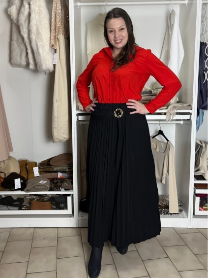 Sukně dlouhá skládaná dámská (S/M/L ONE SIZE) ITALSKÁ MÓDA IM426033/DU (Velikost S/M/L, Barva Černá)