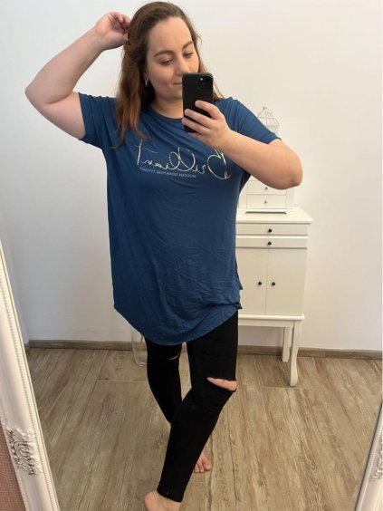 Tričko krátký rukáv dámská nadrozměr (2XL/3XL ONE SIZE) ITALSKá MóDA IM423043