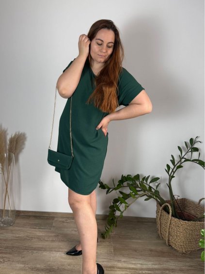 Šaty s kabelkou krátký rukáv dámské nadrozměr (2XL/3XL ONE SIZE) ITALSKá MóDA IM423064