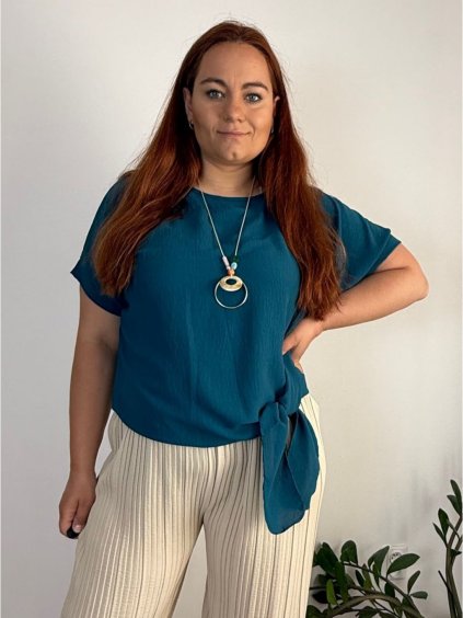 Tunika s přívěskem krátký rukáv dámská nadrozměr (50/52/54 ONE SIZE) ITALSKÁ MÓDA IM425031