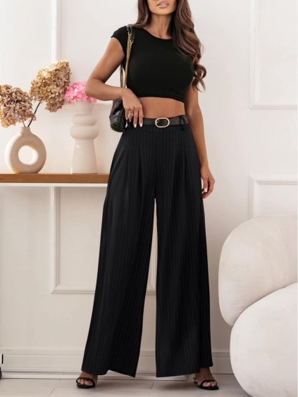 Kalhoty elegantní s páskem dámské nadrozměr (40/42/44 ONE SIZE) ITALSKÁ MÓDA IMD25005