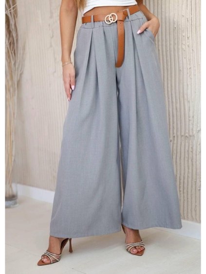 Kalhoty dlouhé letní s páskem dámské (S/M/L ONE SIZE) ITALSKÁ MÓDA IMD25151