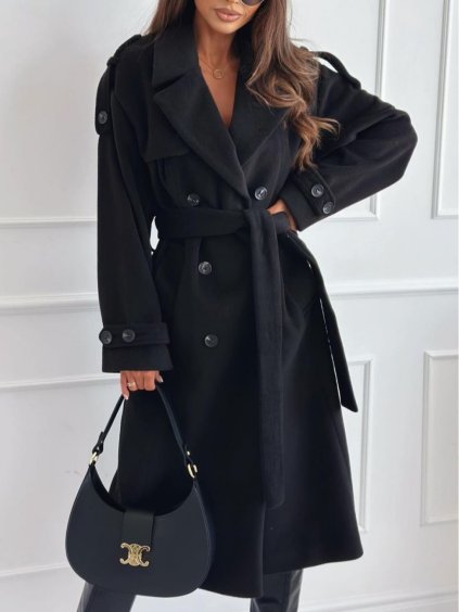 Kabát teplý dlouhý rukáv dámský nadrozměr (46/48/50 ONE SIZE) ITALSKÁ MÓDA IMD25256