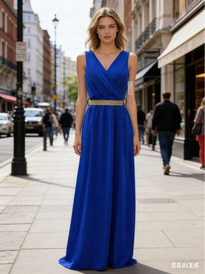 Šaty dlouhé společenské na ramínka dámské (S/M/L ONE SIZE) ITALSKÁ MÓDA IM425895