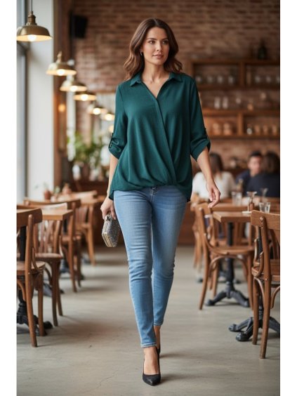 Halenka elegantní 3/4 dlouhý rukáv dámská (S/M/L ONE SIZE) ITALSKÁ MÓDA IMD25333