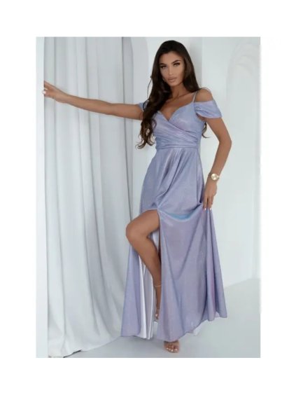 Šaty dlouhé společenské třpytivé na ramínka dámské nadrozměr VALENTINE (34-48) POLSKÁ MÓDA PMLAM25001117-9