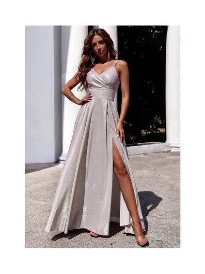 Šaty dlouhé společenské třpytivé na ramínka dámské TIFANI (32-38) POLSKÁ MÓDA PMLAM2511002-5