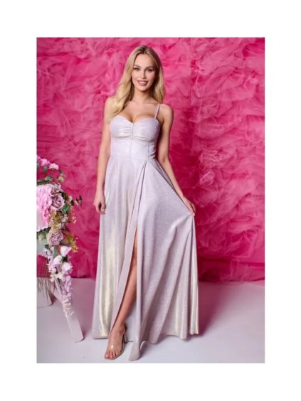 Šaty dlouhé společenské třpytivé na ramínka dámské GORSET (34-38) POLSKÁ MÓDA PMLAM25001113-6