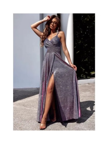 Šaty dlouhé společenské třpytivé na ramínka dámské TIFANI (34-40) POLSKÁ MÓDA PMLAM2511002-6