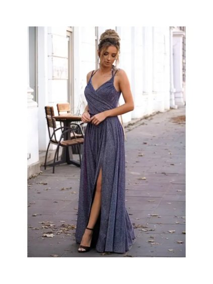 Šaty dlouhé společenské třpytivé na ramínka dámské SCARLET (34-38) POLSKÁ MÓDA PMLAM2501003