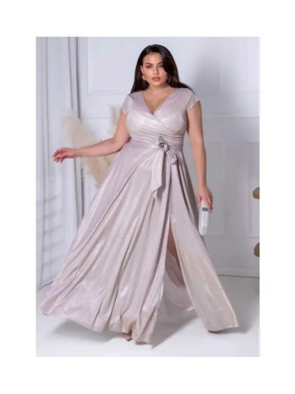 Šaty dlouhé společenské třpytivé bez rukávu dámské nadrozměr AMANDA (44-50) POLSKÁ MÓDA PMLAM2502024-4