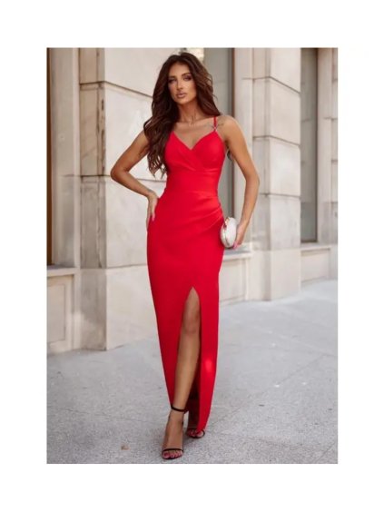 Šaty dlouhé společenské na ramínka dámské KELI (34-40) POLSKÁ MÓDA PMLAM25001161-5