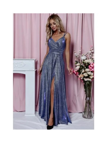 Šaty dlouhé společenské třpytivé na ramínka dámské TIFANI (34-40) POLSKÁ MÓDA PMLAM2511002-7