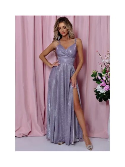 Šaty dlouhé společenské třpytivé na ramínka dámské TIFANI (34-40) POLSKÁ MÓDA PMLAM2511002-9
